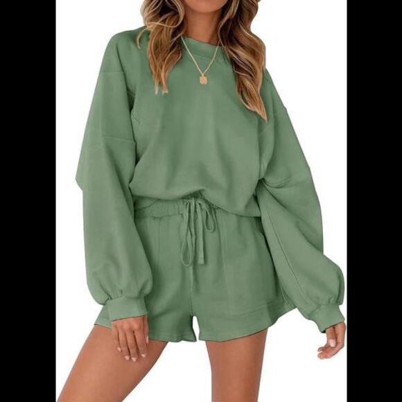 MEROKEETY - Oversized Batwing Sleeve Lounge Set -  2 Piece‎ Sweat suit - Picture 1 of 6